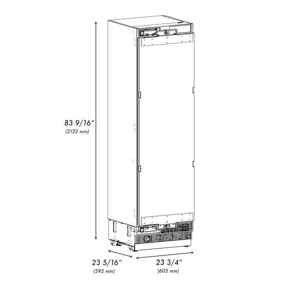 ZLINE 24 in. 12.5 cu. ft. Panel Ready Column Refrigerator with Graphite Gray Interior, Open Box-Great Condition