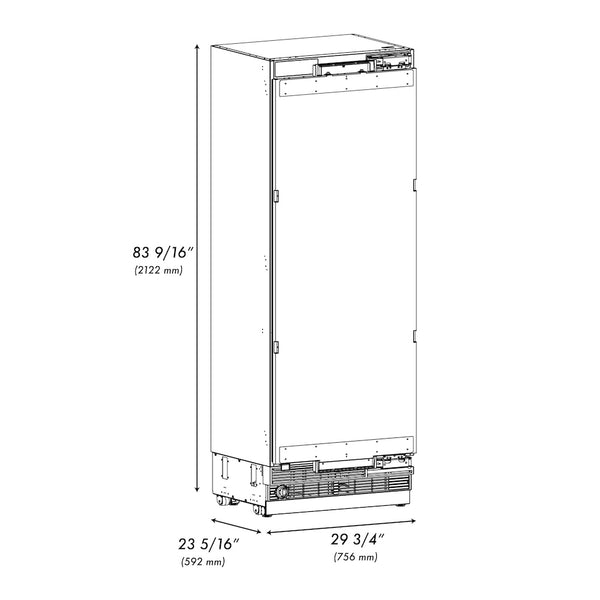 ZLINE 30 in. 16.7 cu. ft. Panel Ready Column Refrigerator with Graphite Gray Interior, Open Box-Great Condition