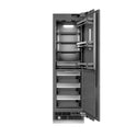 ZLINE Autograph Edition 24 in. 12.5 cu. ft. Panel Ready Column Refrigerator with Graphite Gray Interior and Champagne Bronze Accents (RBCRVZ-24-CB) front, open.