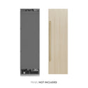 ZLINE Autograph Edition 24 in. 12.5 cu. ft. Panel Ready Column Refrigerator with Graphite Gray Interior and Champagne Bronze Accents (RBCRVZ-24-CB) front, closed, next to custom panel. Text: Panel not included.