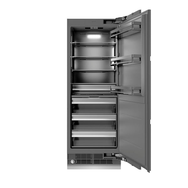 ZLINE Autograph Edition 30 in. 16.7 cu. ft. Panel Ready Column Refrigerator with Graphite Gray Interior and Champagne Bronze Accents (RBCRVZ-30-CB)