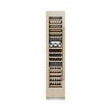 ZLINE Autograph Edition 18 in. 9.0 cu. ft. Triple Zone 68 Bottle Panel Ready Left Hinge Column Wine Cooler with Polished Gold Accents (RBCWVLZ-18-G) front, closed, with custom panel.