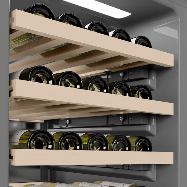 ZLINE Autograph Edition 18 in. 9.0 cu. ft. Triple Zone 68 Bottle Panel Ready Left Hinge Column Wine Cooler with Matte Black Accents (RBCWVLZ-18-MB)
