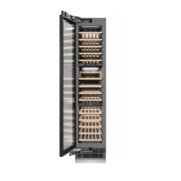 ZLINE Autograph Edition 18 in. 9.0 cu. ft. Triple Zone 68 Bottle Panel Ready Left Hinge Column Wine Cooler with Matte Black Accents (RBCWVLZ-18-MB)
