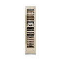 ZLINE Autograph Edition 18 in. 9.0 cu. ft. Triple Zone 68 Bottle Panel Ready Right Hinge Column Wine Cooler with Champagne Bronze Accents (RBCWVRZ-18-CB) front, closed, with custom panel.