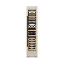 ZLINE Autograph Edition 18 in. 9.0 cu. ft. Triple Zone 68 Bottle Panel Ready Right Hinge Column Wine Cooler with Matte Black Accents (RBCWVRZ-18-MB) front, closed, with custom panel.