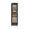 ZLINE Autograph Edition 24 in. 12.4 cu. ft. Triple Zone 100 Bottle Panel Ready Column Wine Cooler with Champagne Bronze Accents (RBCWVZ-24-CB) front, closed.