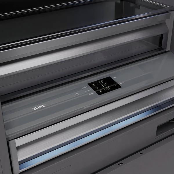 ZLINE 36 in. 19.8 cu. ft. Panel Ready Built-In Bottom Freezer Refrigerator with Water Dispenser and Ice Maker with Graphite Gray Interior, Open Box-Great Condition