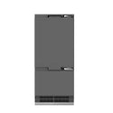 ZLINE Autograph Edition 36 in. 19.8 cu. ft. Panel Ready Built-In Bottom Freezer Refrigerator with Water Dispenser and Ice Maker with Graphite Gray Interior and Polished Gold Accents (GRBITZ-36-G)