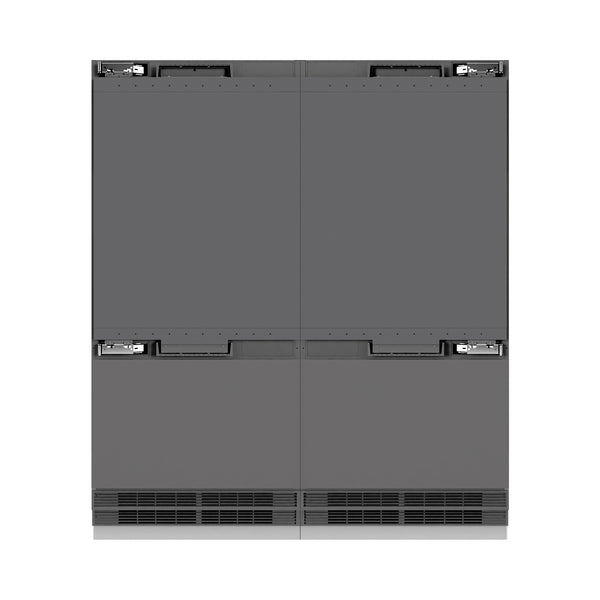 ZLINE Autograph Edition 72 in. 39.6 cu. ft. Panel Ready French Door Built-In Bottom Freezer Refrigerator with Water Dispensers and Ice Makers with Graphite Gray Interior and Polished Gold Accents (GRBITZ-72-G)
