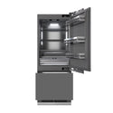 ZLINE 30 in. 16.1 cu. ft. Panel Ready Built-In Bottom Freezer Refrigerator with Water Dispenser and Ice Maker with Graphite Gray Interior, Open Box-Great Condition