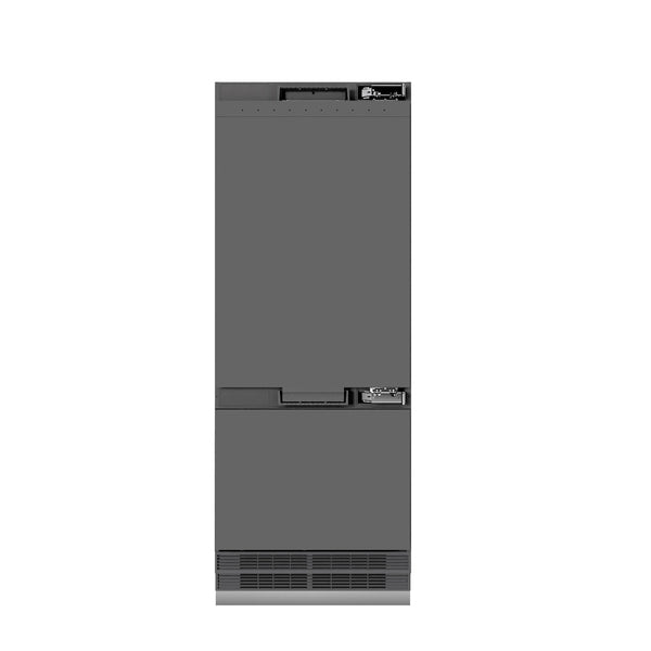 ZLINE 30 in. 16.1 cu. ft. Panel Ready Built-In Bottom Freezer Refrigerator with Water Dispenser and Ice Maker with Graphite Gray Interior, Open Box-Great Condition