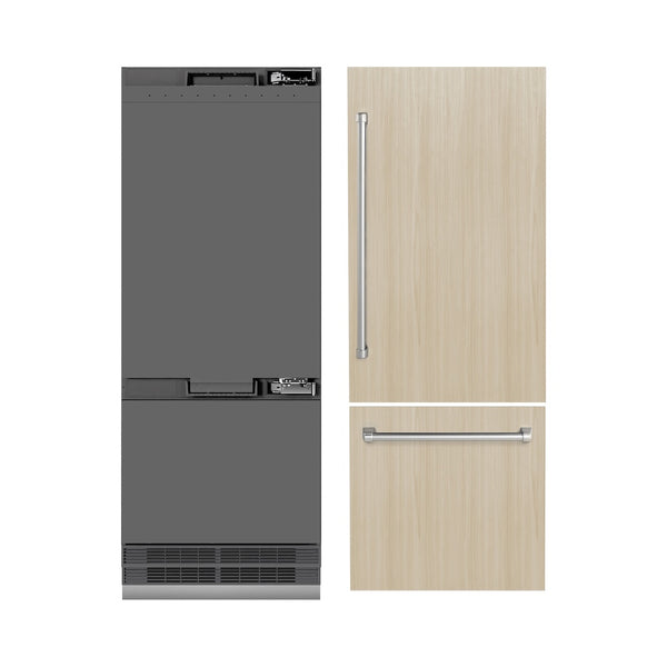 ZLINE 30 in. 16.1 cu. ft. Panel Ready Built-In Bottom Freezer Refrigerator with Water Dispenser and Ice Maker with Graphite Gray Interior, Open Box-Great Condition