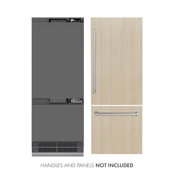 ZLINE 30 in. 16.1 cu. ft. Panel Ready Built-In Bottom Freezer Refrigerator with Water Dispenser and Ice Maker with Graphite Gray Interior, Open Box-Great Condition