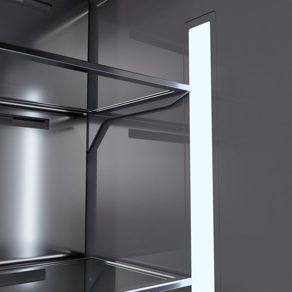 ZLINE 36 in. 19.6 cu. ft. Panel Ready French Door Built-In Bottom Freezer Refrigerator with Water Dispenser and Ice Maker with Graphite Gray Interior, Open Box-Great Condition