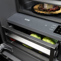 ZLINE 36 in. 19.6 cu. ft. Panel Ready French Door Built-In Bottom Freezer Refrigerator with Water Dispenser and Ice Maker with Graphite Gray Interior, Open Box-Great Condition