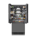 ZLINE 36 in. 19.6 cu. ft. Panel Ready French Door Built-In Bottom Freezer Refrigerator with Water Dispenser and Ice Maker with Graphite Gray Interior, Open Box-Great Condition