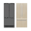 ZLINE 36 in. 19.6 cu. ft. Panel Ready French Door Built-In Bottom Freezer Refrigerator with Water Dispenser and Ice Maker with Graphite Gray Interior, Open Box-Great Condition