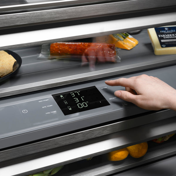 ZLINE Autograph Edition 30 in. 16.1 cu. ft. Panel Ready Built-In Bottom Freezer Refrigerator with Water Dispenser and Ice Maker with Graphite Gray Interior and Champagne Bronze Accents (GRBIVZ-30-CB)