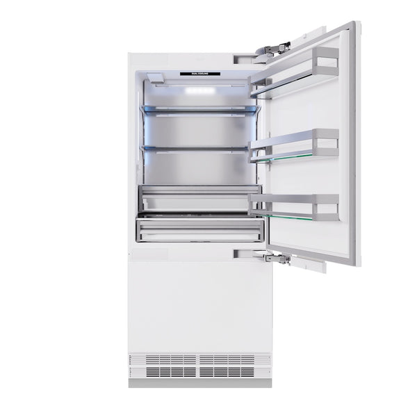 ZLINE 36 in. 19.8 cu. ft. Panel Ready Built-In Bottom Freezer Refrigerator with Water Dispenser and Ice Maker, Open Box-Great Condition