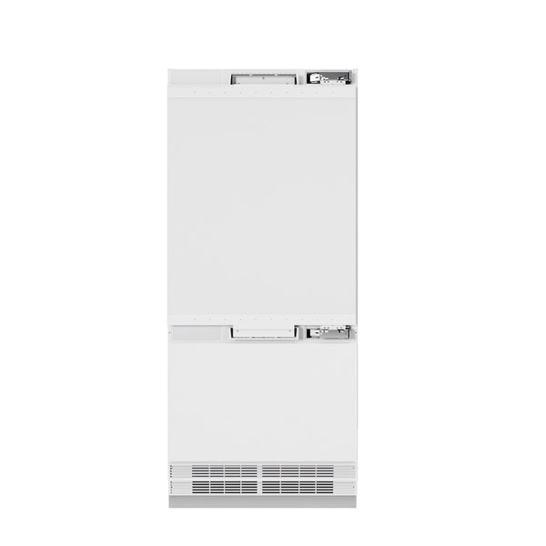 ZLINE 36 in. 19.8 cu. ft. Panel Ready Built-In Bottom Freezer Refrigerator with Water Dispenser and Ice Maker, Open Box-Great Condition