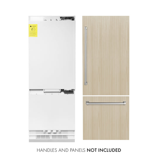 ZLINE 30 in. 16.1 cu. ft. Panel Ready Built-In Bottom Freezer Refrigerator with Water Dispenser and Ice Maker, Open Box-Good Condition