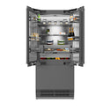 ZLINE 36 in. 19.6 cu. ft. Panel Ready French Door Built-In Bottom Freezer Refrigerator with Water Dispenser and Ice Maker with Stainless Steel Interior, Open Box-Good Condition