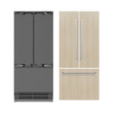 ZLINE 36 in. 19.6 cu. ft. Panel Ready French Door Built-In Bottom Freezer Refrigerator with Water Dispenser and Ice Maker with Stainless Steel Interior, Open Box-Good Condition