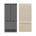 ZLINE 36 in. 19.6 cu. ft. Panel Ready French Door Built-In Bottom Freezer Refrigerator with Water Dispenser and Ice Maker with Stainless Steel Interior, Open Box-Great Condition