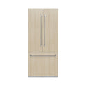 ZLINE 36 in. 19.6 cu. ft. Panel Ready French Door Built-In Bottom Freezer Refrigerator with Water Dispenser and Ice Maker with Stainless Steel Interior, Open Box-Good Condition