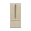 ZLINE Autograph Edition 36 in. 19.6 cu. ft. Panel Ready French Door Built-In Bottom Freezer Refrigerator with Water Dispenser and Ice Maker with Stainless Steel Interior and Champagne Bronze Accents (SRBIVZ-36-CB)