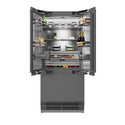 ZLINE Autograph Edition 36 in. 19.6 cu. ft. Panel Ready French Door Built-In Bottom Freezer Refrigerator with Water Dispenser and Ice Maker with Stainless Steel Interior and Polished Gold Accents (SRBIVZ-36-G)