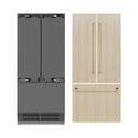 ZLINE Autograph Edition 36 in. 19.6 cu. ft. Panel Ready French Door Built-In Bottom Freezer Refrigerator with Water Dispenser and Ice Maker with Stainless Steel Interior and Polished Gold Accents (SRBIVZ-36-G)