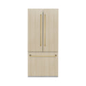 ZLINE Autograph Edition 36 in. 19.6 cu. ft. Panel Ready French Door Built-In Bottom Freezer Refrigerator with Water Dispenser and Ice Maker with Stainless Steel Interior and Polished Gold Accents (SRBIVZ-36-G)