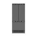 ZLINE Autograph Edition 36 in. 19.6 cu. ft. Panel Ready French Door Built-In Bottom Freezer Refrigerator with Water Dispenser and Ice Maker with Stainless Steel Interior and Matte Black Accents (SRBIVZ-36-MB)