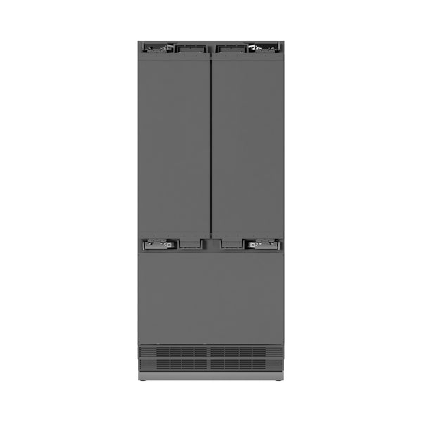 ZLINE Autograph Edition 36 in. 19.6 cu. ft. Panel Ready French Door Built-In Bottom Freezer Refrigerator with Water Dispenser and Ice Maker with Stainless Steel Interior and Matte Black Accents (SRBIVZ-36-MB)
