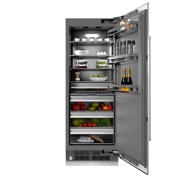 ZLINE 30 in. 16.7 cu. ft. Column Refrigerator in Satin Stainless Steel with Graphite Gray Interior (RCRV-SN-30)