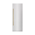 ZLINE Autograph Edition 30 in. 16.7 cu. ft. Column Refrigerator in Satin Stainless Steel with Graphite Gray Interior and Polished Gold Accents (RCRVZ-SN-30-G)