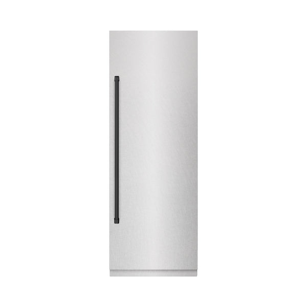 ZLINE Autograph Edition 30 in. 16.7 cu. ft. Column Refrigerator in Satin Stainless Steel with Graphite Gray Interior and Matte Black Accents (RCRVZ-SN-30-MB)