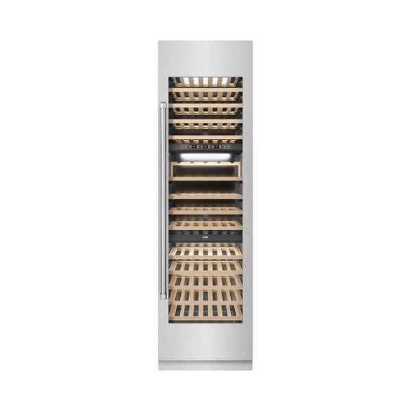 ZLINE 24 in. 12.4 cu. ft. Triple Zone 100 Bottle Column Wine Cooler in Satin Stainless Steel (RCWV-SN-24)