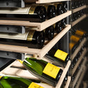 ZLINE Autograph Edition 18 in. 9.0 cu. ft. Triple Zone 68 Bottle Left Hinge Column Wine Cooler in Satin Stainless Steel with Polished Gold Accents (RCWVLZ-SN-18-G)