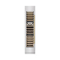 ZLINE Autograph Edition 18 in. 9.0 cu. ft. Triple Zone 68 Bottle Left Hinge Column Wine Cooler in Satin Stainless Steel with Polished Gold Accents (RCWVLZ-SN-18-G)
