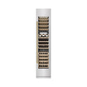 ZLINE Autograph Edition 18 in. 9.0 cu. ft. Triple Zone 68 Bottle Right Hinge Column Wine Cooler in Satin Stainless Steel with Champagne Bronze Accents (RCWVRZ-SN-18-CB)
