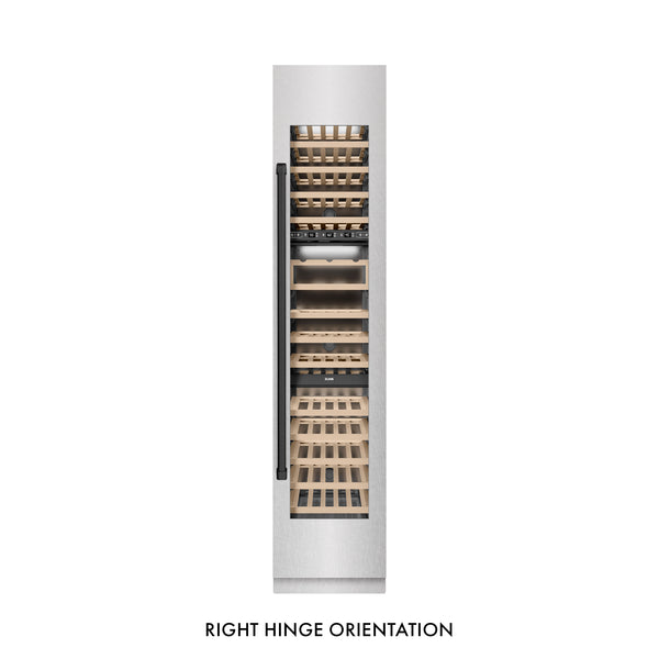 ZLINE Autograph Edition 18 in. 9.0 cu. ft. Triple Zone 68 Bottle Right Hinge Column Wine Cooler in Satin Stainless Steel with Matte Black Accents (RCWVRZ-SN-18-MB)
