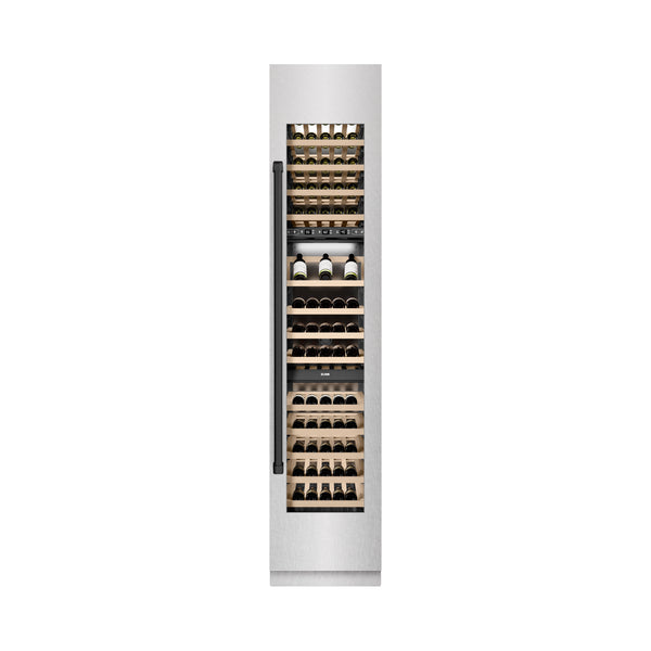 ZLINE Autograph Edition 18 in. 9.0 cu. ft. Triple Zone 68 Bottle Right Hinge Column Wine Cooler in Satin Stainless Steel with Matte Black Accents (RCWVRZ-SN-18-MB)
