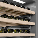 ZLINE Autograph Edition 24 in. 12.4 cu. ft. Triple Zone 100 Bottle Column Wine Cooler in Satin Stainless Steel and Matte Black Accents (RCWVZ-SN-24-MB)