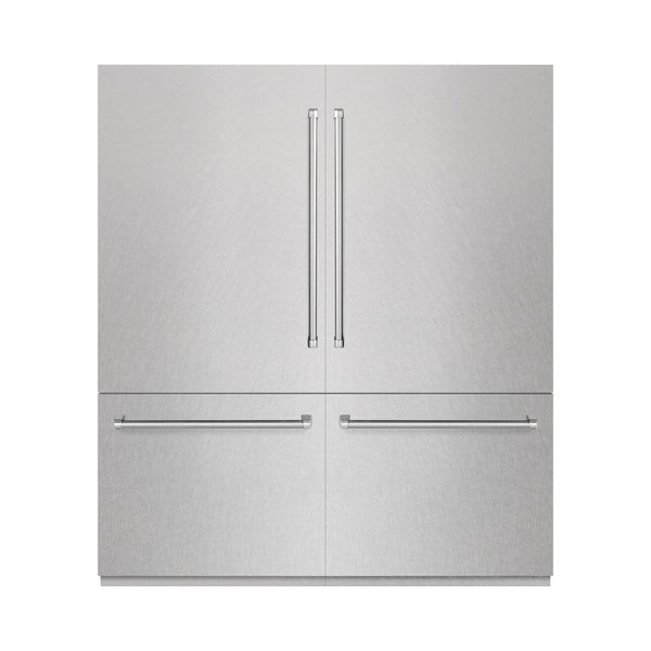 ZLINE 72 in. 39.6 cu. ft. French Door Built-In Bottom Freezer Refrigerator with Water Dispensers and Ice Makers in Satin Stainless Steel (RBIT-SN-72)