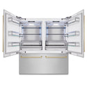 ZLINE Autograph Edition 72 in. 39.6 cu. ft. French Door Built-In Bottom Freezer Refrigerator with Water Dispensers and Ice Makers in Satin Stainless Steel and Champagne Bronze Accents (RBITZ-SN-72-CB)