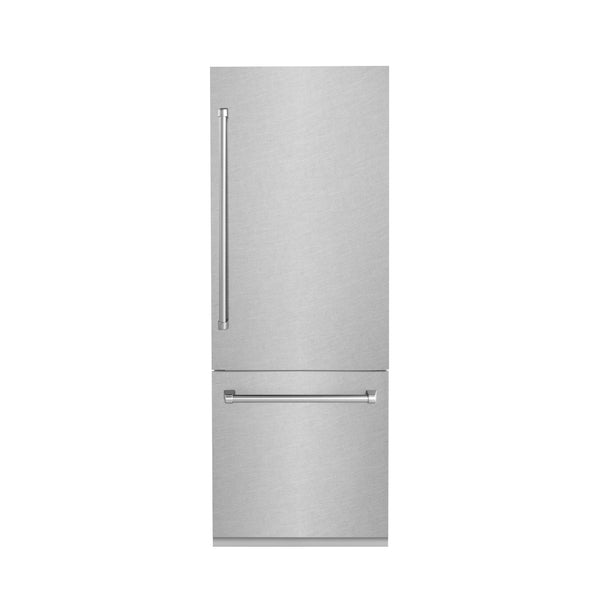 ZLINE 30 in. 16.1 cu. ft. Built-In Bottom Freezer Refrigerator with Water Dispenser and Ice Maker in Satin Stainless Steel (RBIV-SN-30)