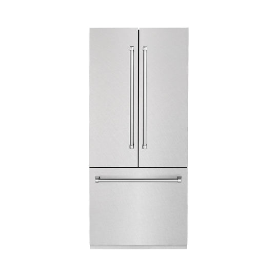 ZLINE 36 in. 19.6 cu. ft. French Door Built-In Bottom Freezer Refrigerator with Water Dispenser and Ice Maker in Satin Stainless Steel (RBIV-SN-36)